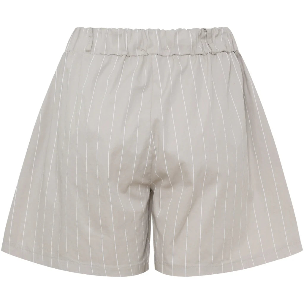 Pinstripe High-Waist Shorts – Latte | Women's Luxury Cotton Shorts