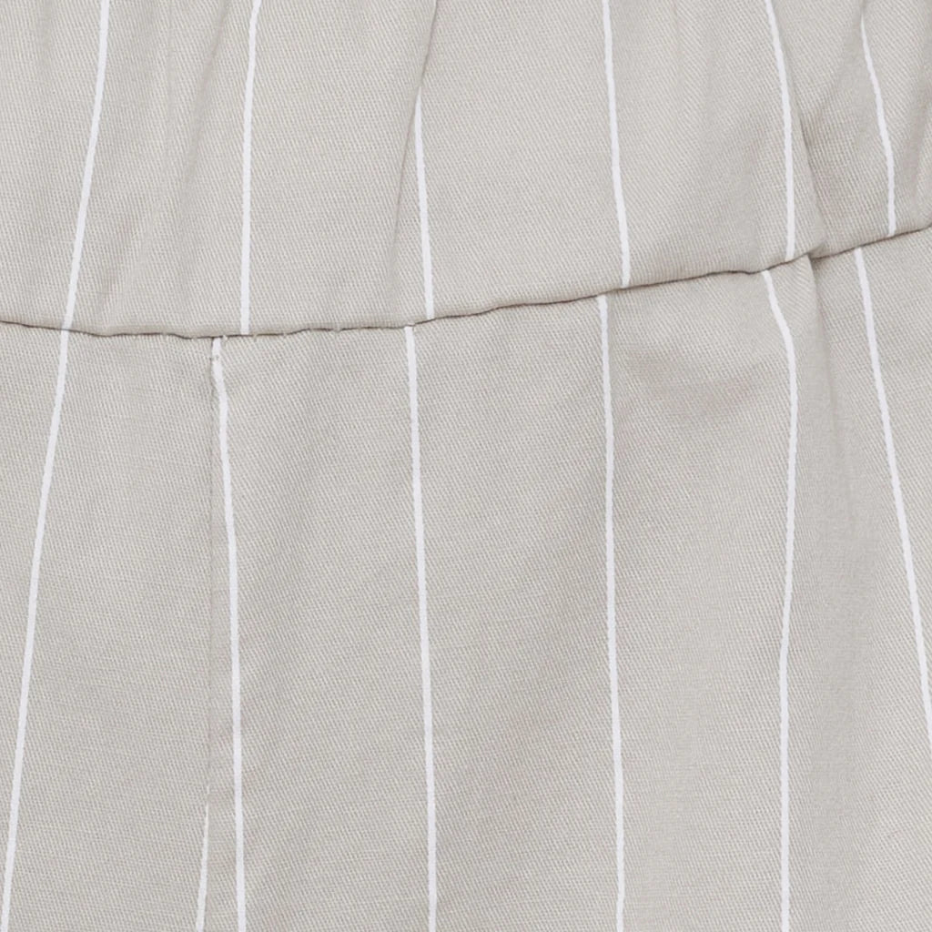 Pinstripe High-Waist Shorts – Latte | Women's Luxury Cotton Shorts