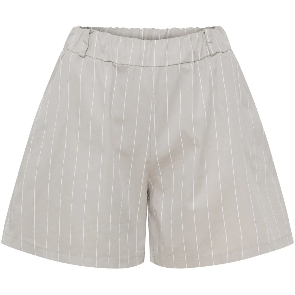 Pinstripe High-Waist Shorts – Latte | Women's Luxury Cotton Shorts
