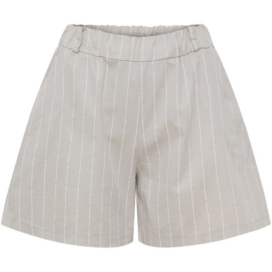 Pinstripe High-Waist Shorts – Latte | Women's Luxury Cotton Shorts