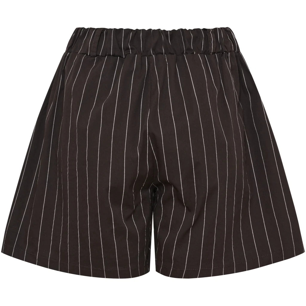 Pinstripe High-Waist Shorts – Brown | Women's Luxury Cotton Shorts