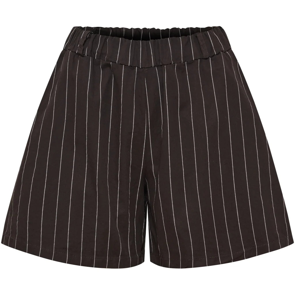 Pinstripe High-Waist Shorts – Brown | Women's Luxury Cotton Shorts