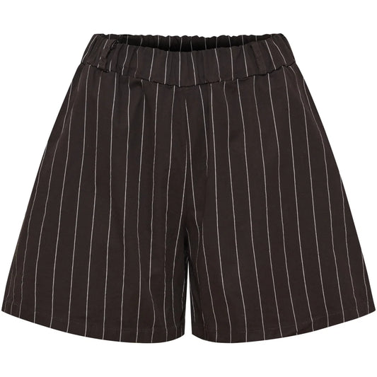 Pinstripe High-Waist Shorts – Brown | Women's Luxury Cotton Shorts