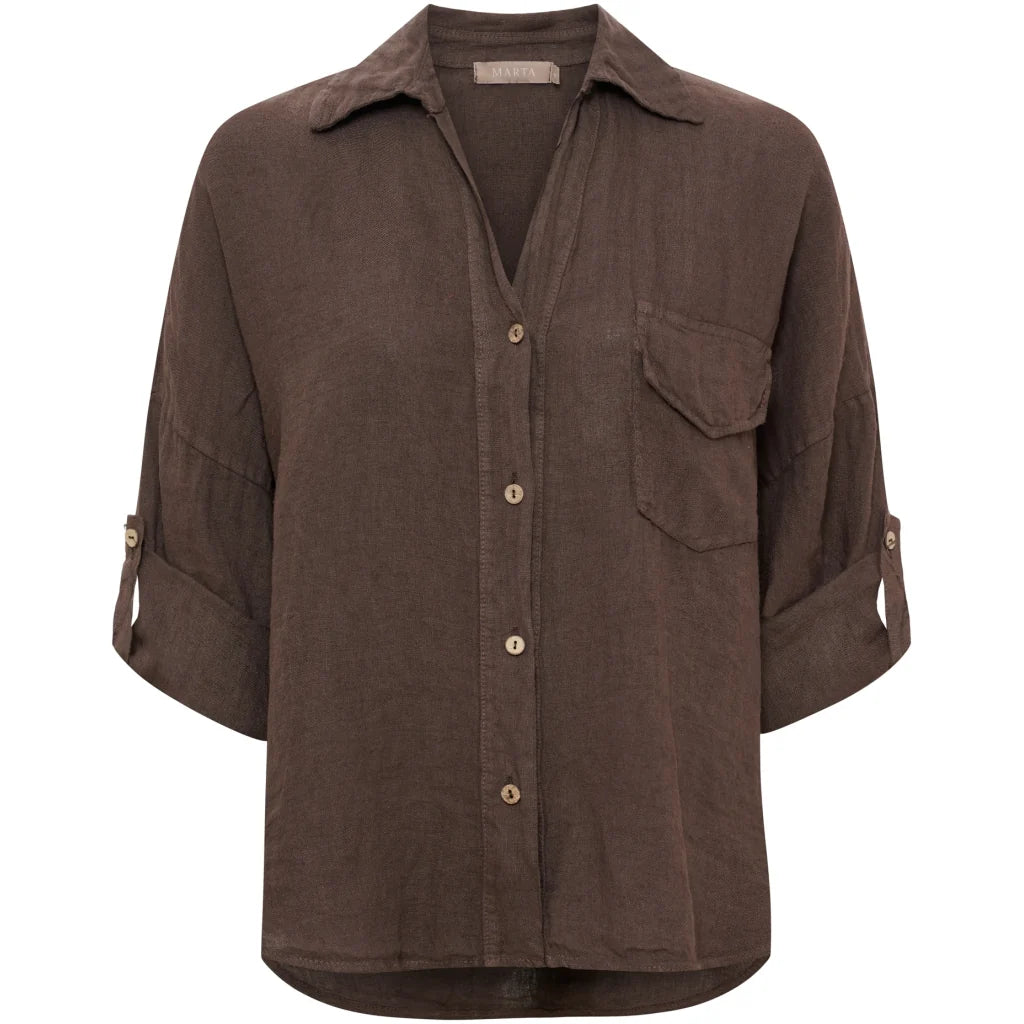 Classic Linen Shirt – Mocha | Women's Luxury Linen Top