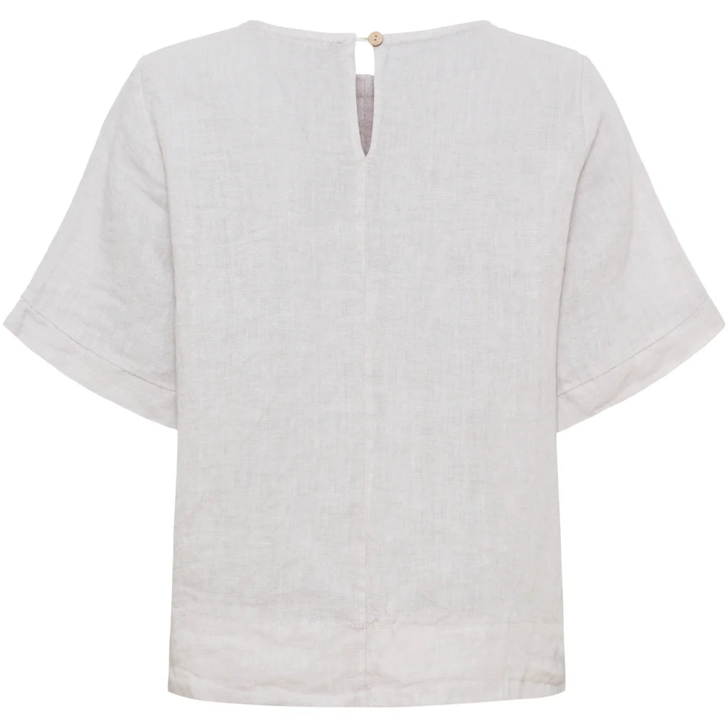 Latte Linen Crew Neck Top by Marta Du Château