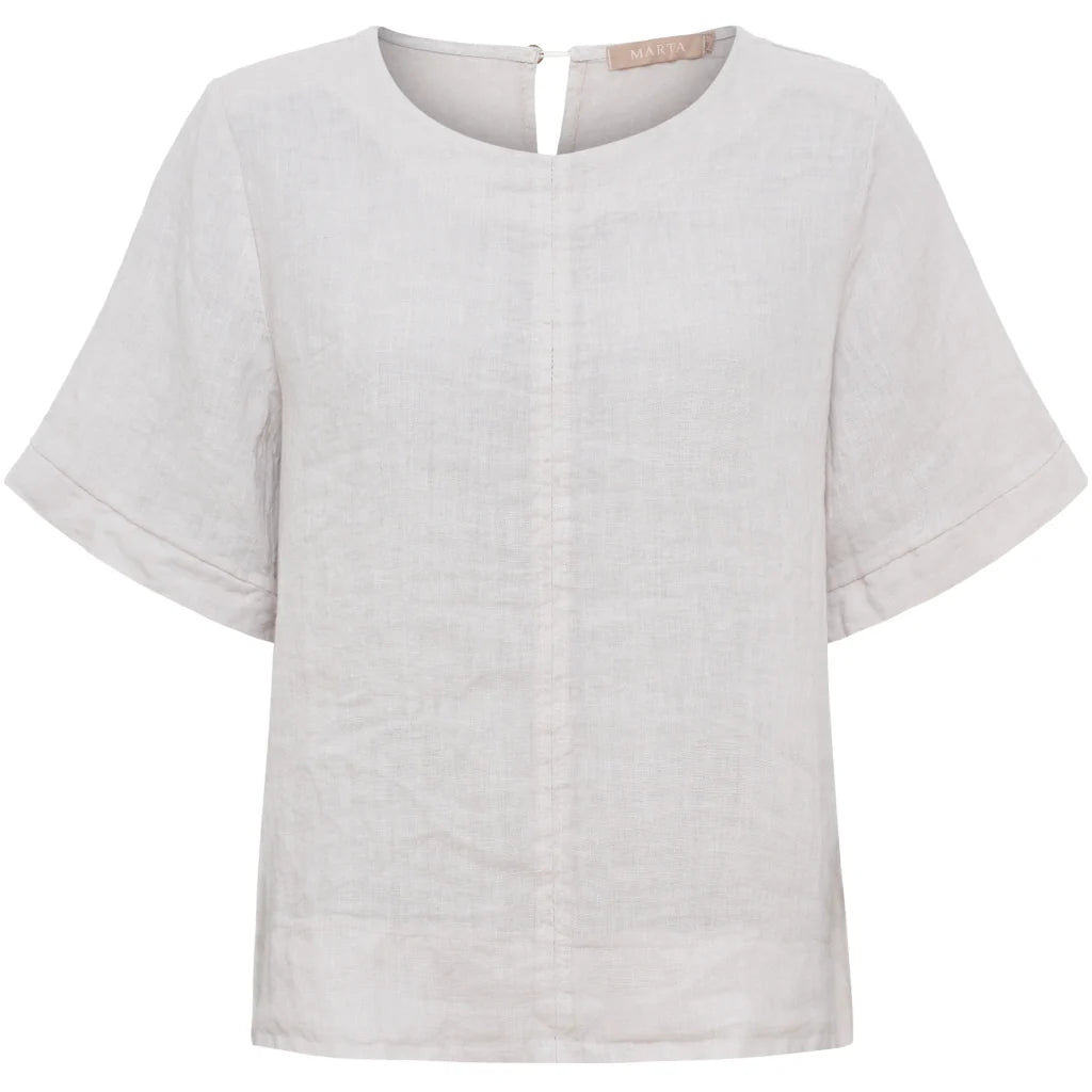 Latte Linen Crew Neck Top by Marta Du Château