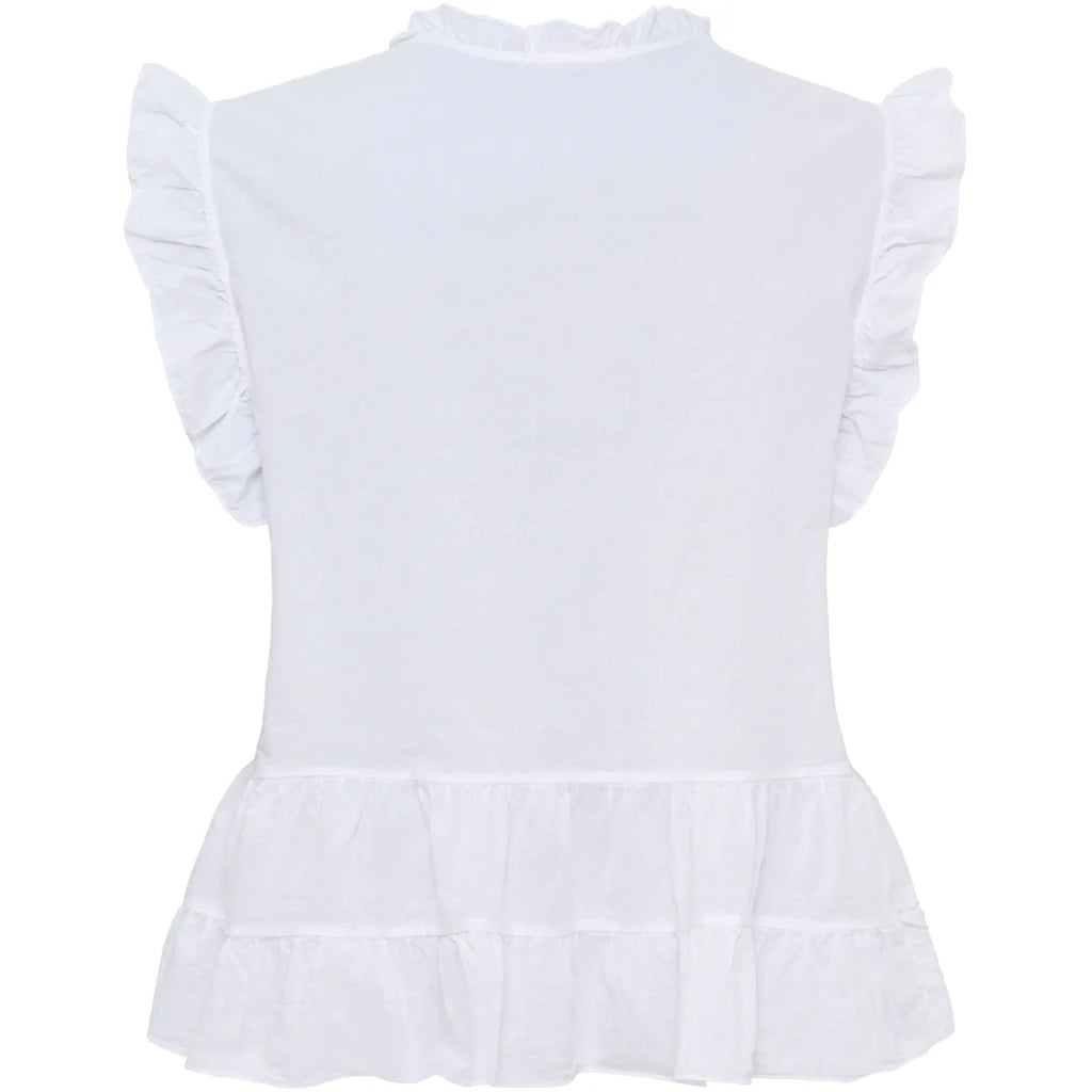 Ruffle Peplum Top – White | Women's Luxury Cotton Top