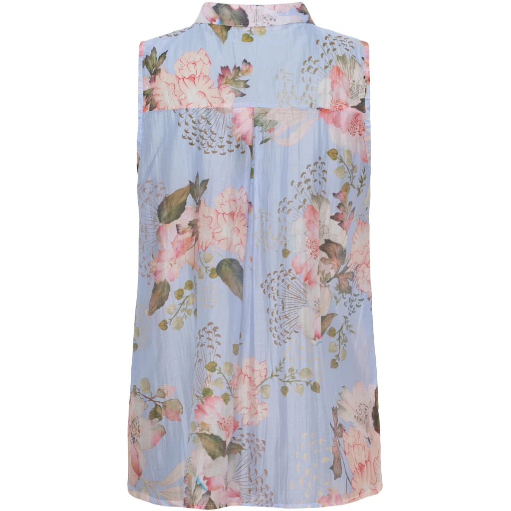 Raya Floral Ruffle Top – Celeste | Women's Luxury Tencel Blouse