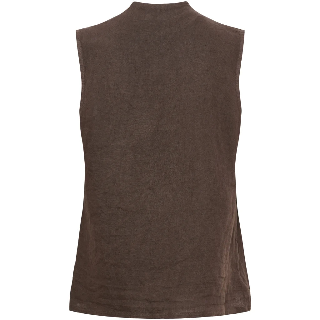Wrap-Front Linen Top – Mocha | Women's Luxury Linen Top