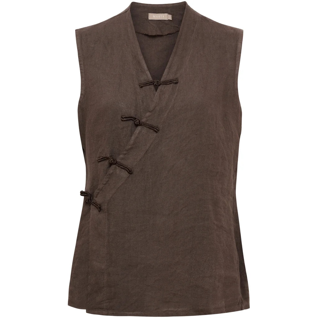 Wrap-Front Linen Top – Mocha | Women's Luxury Linen Top