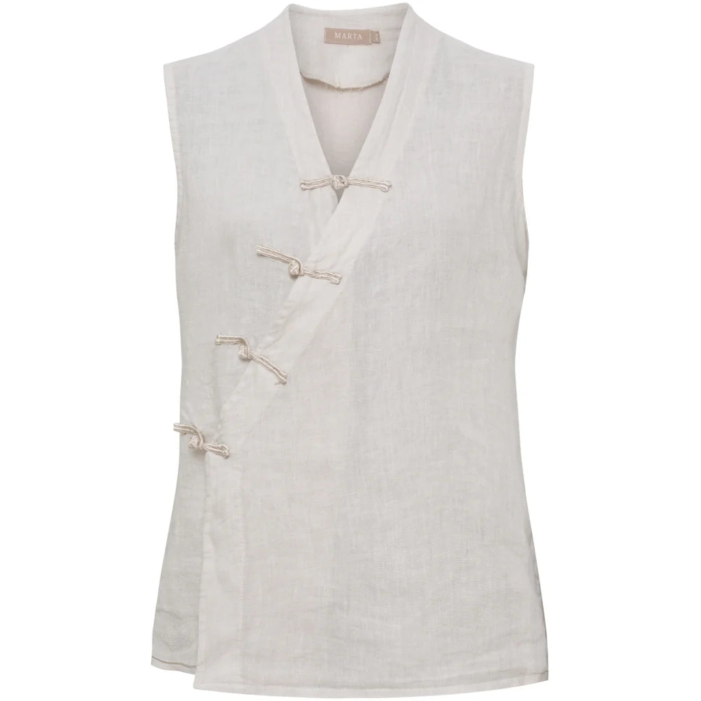 Wrap-Front Linen Top – Latte | Women's Luxury Linen Top