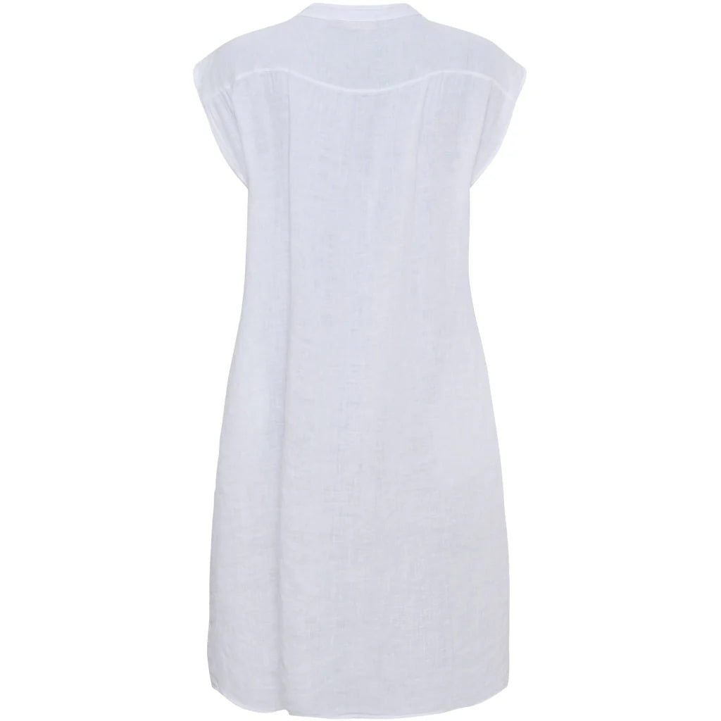 Linen Button-Neck Dress – White | Women's Luxury Linen Dress