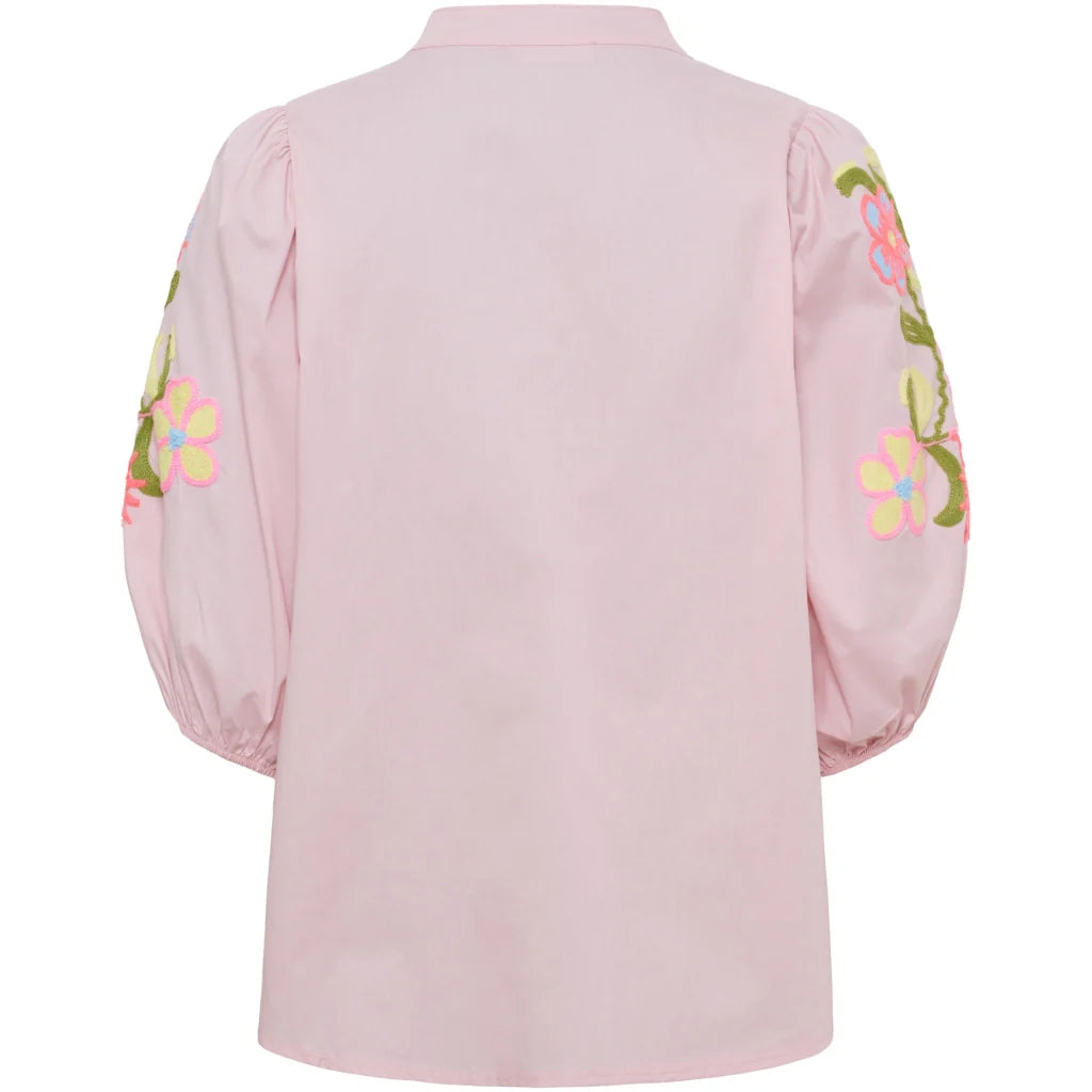 Vivia Floral Embroidered Shirt – Pink | Women's Luxury Cotton Top