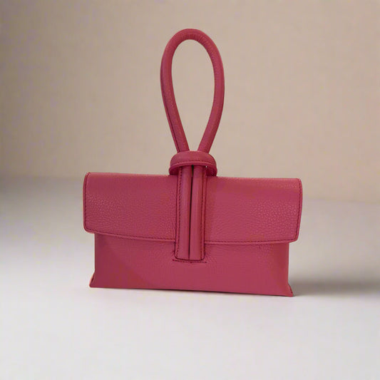 Mini Leather Clutch with Cuff-Candy Pink