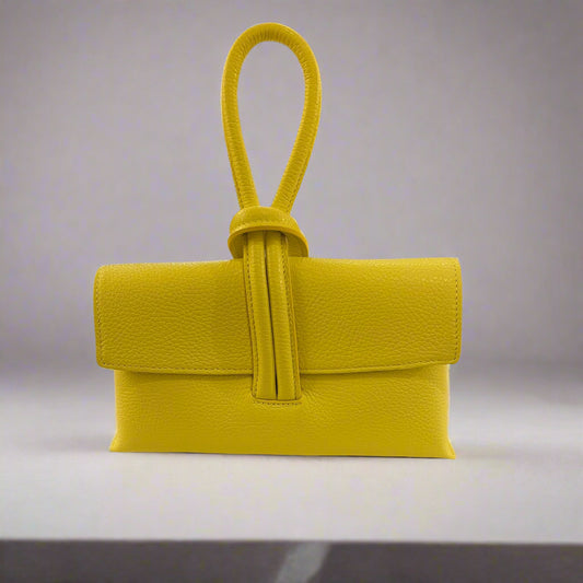 Mini Leather Clutch with Cuff-Lime