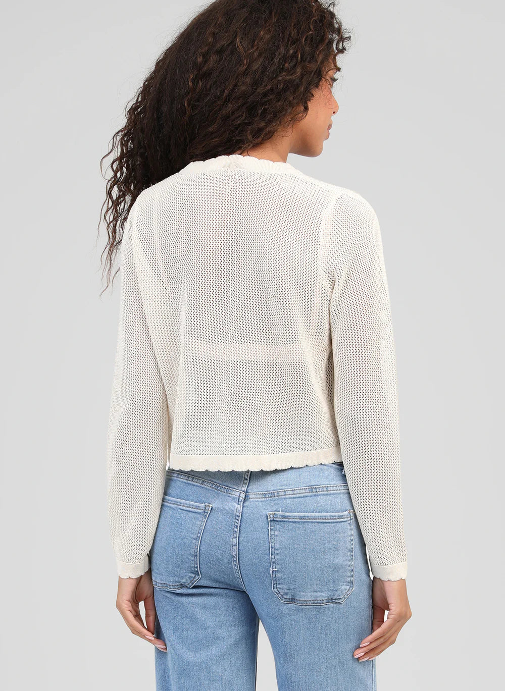 Nanita Fine Knit Cardigan in Ecru — An'ge
