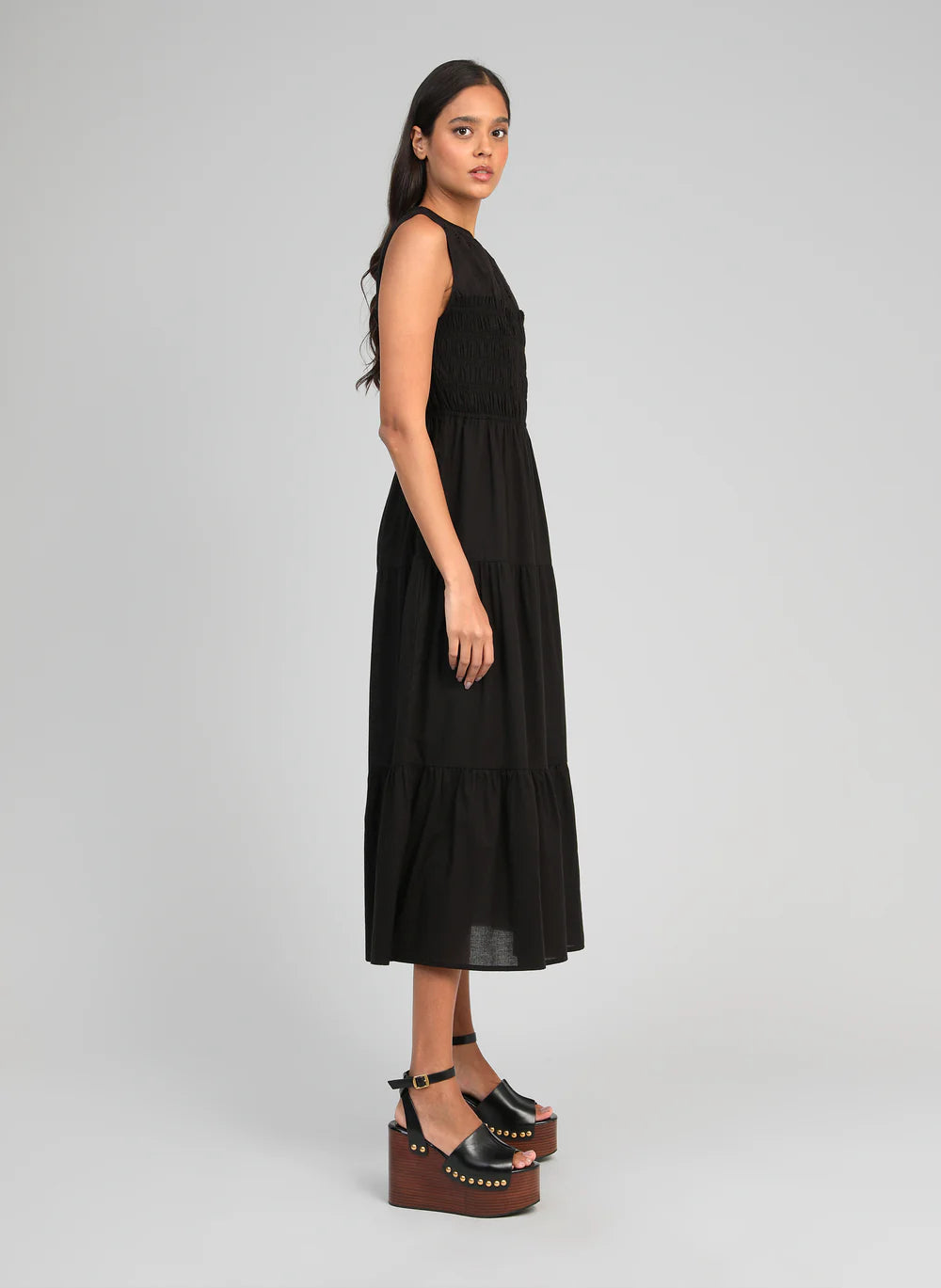 Odama Midi Dress – Black | Women's Broderie Anglaise Cotton Dress