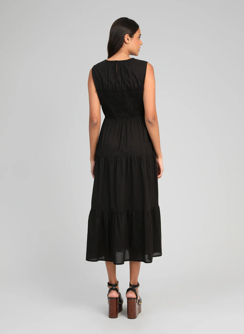 Odama Midi Dress – Black | Women's Broderie Anglaise Cotton Dress