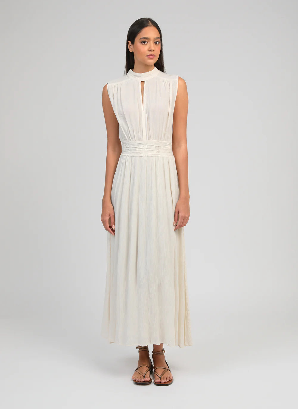 Orlany Crinkle Viscose Maxi Dress in Cream — An'ge