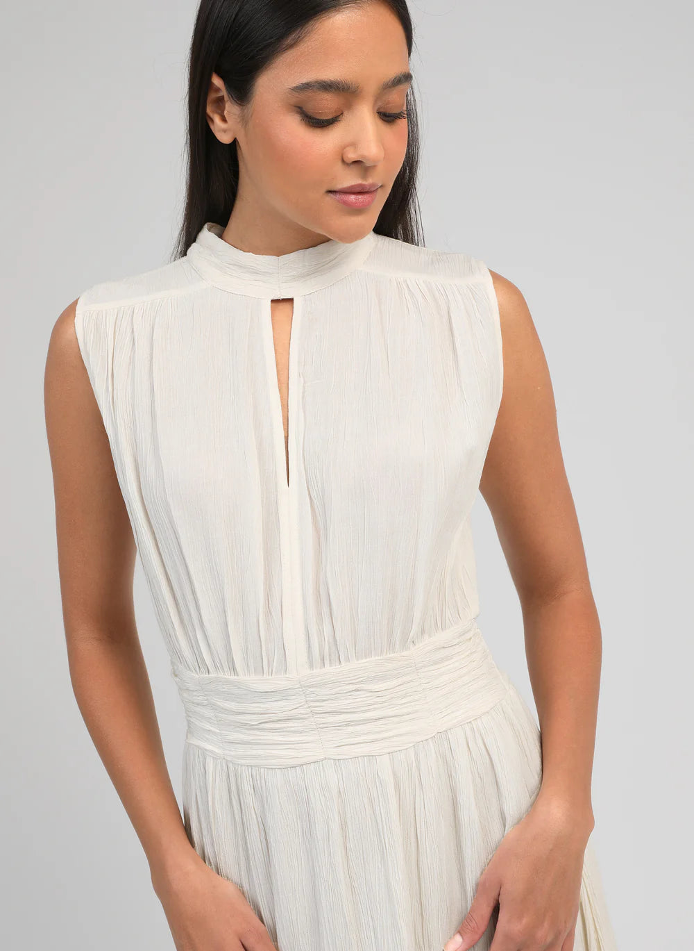 Orlany Crinkle Viscose Maxi Dress in Cream — An'ge