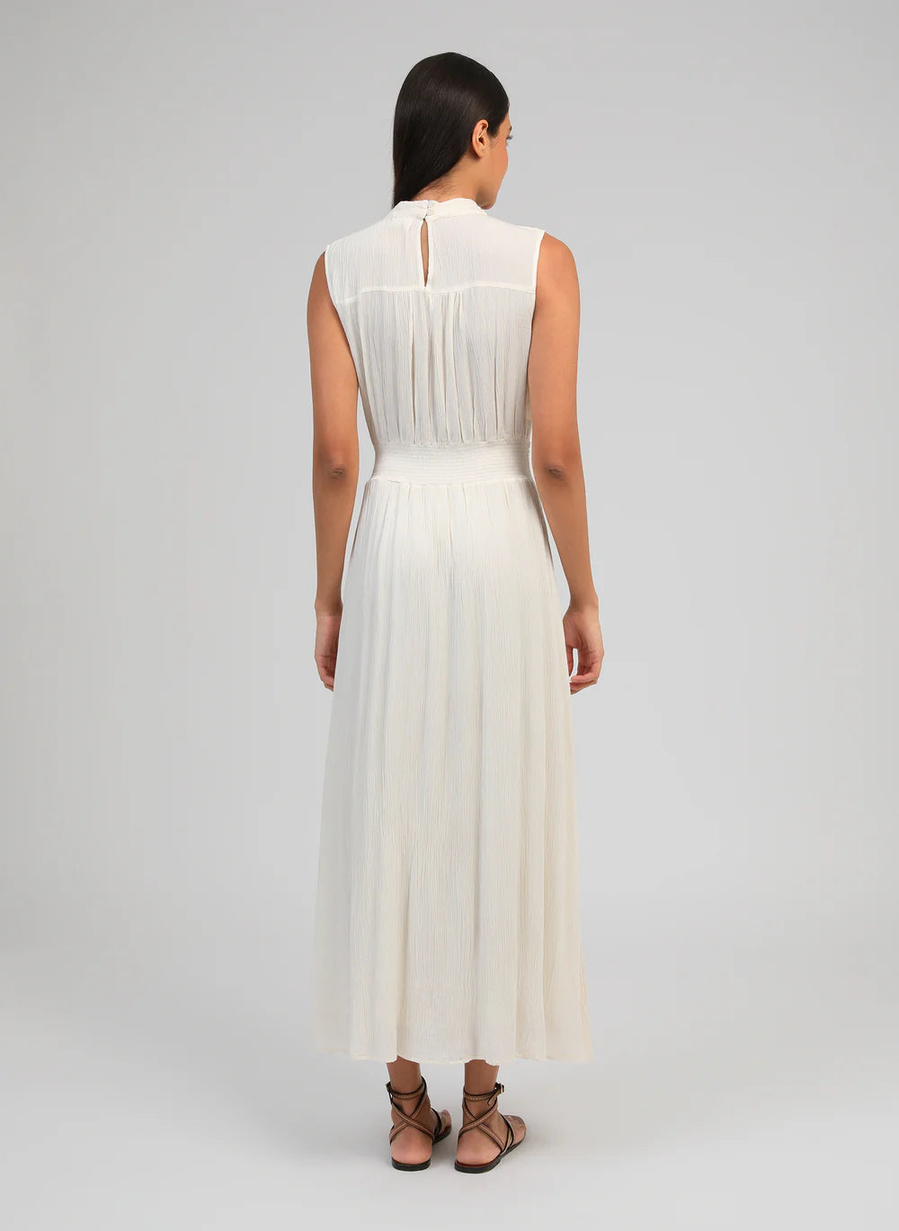 Orlany Crinkle Viscose Maxi Dress in Cream — An'ge