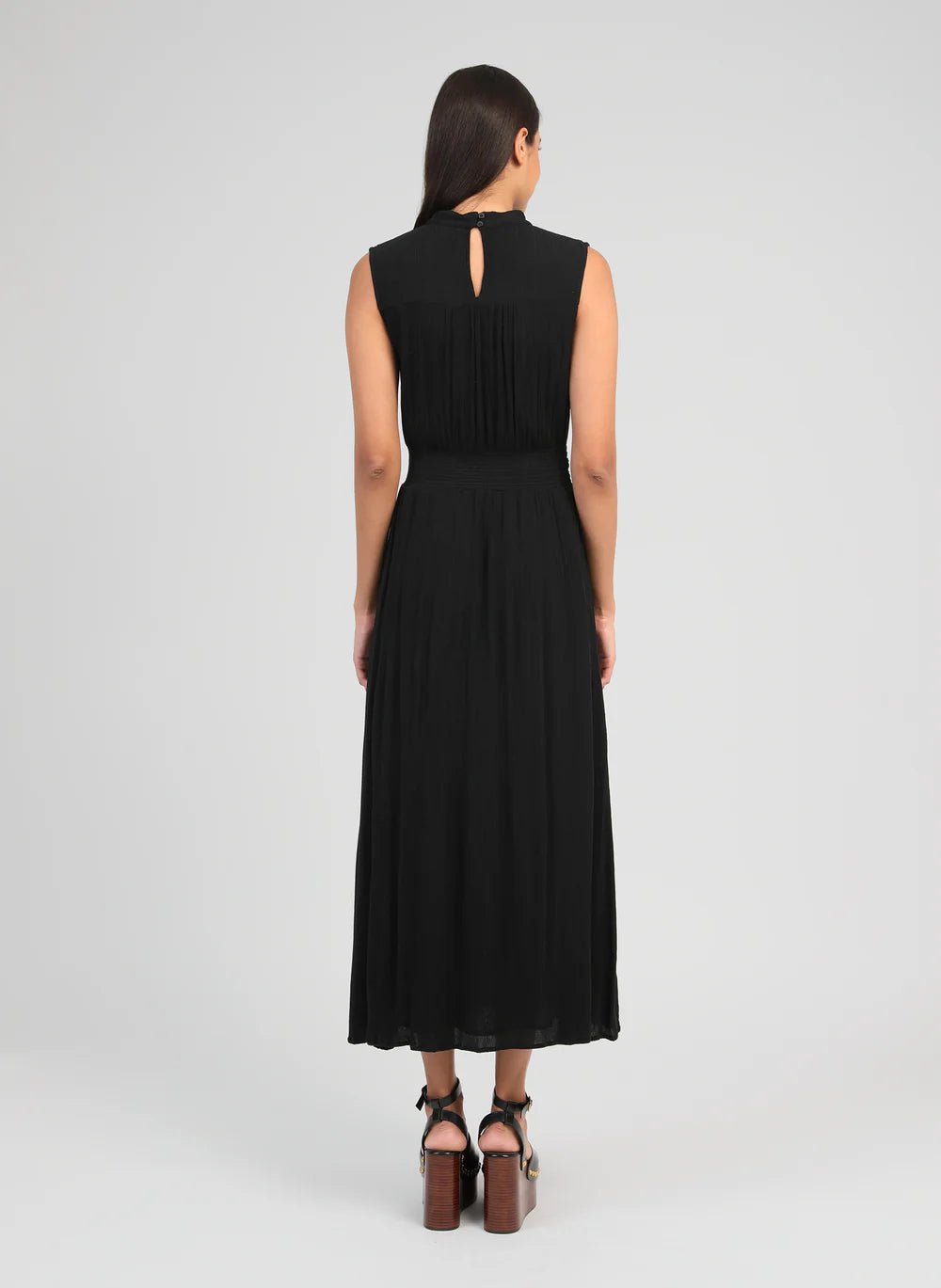 Orlany Crinkle Viscose Maxi Dress in Black — An'ge