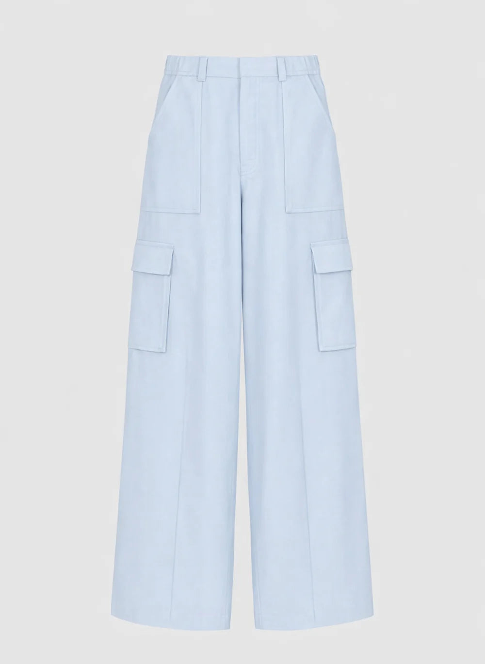 Sky Blue Cargo Trousers with Flap Pockets by An'ge
