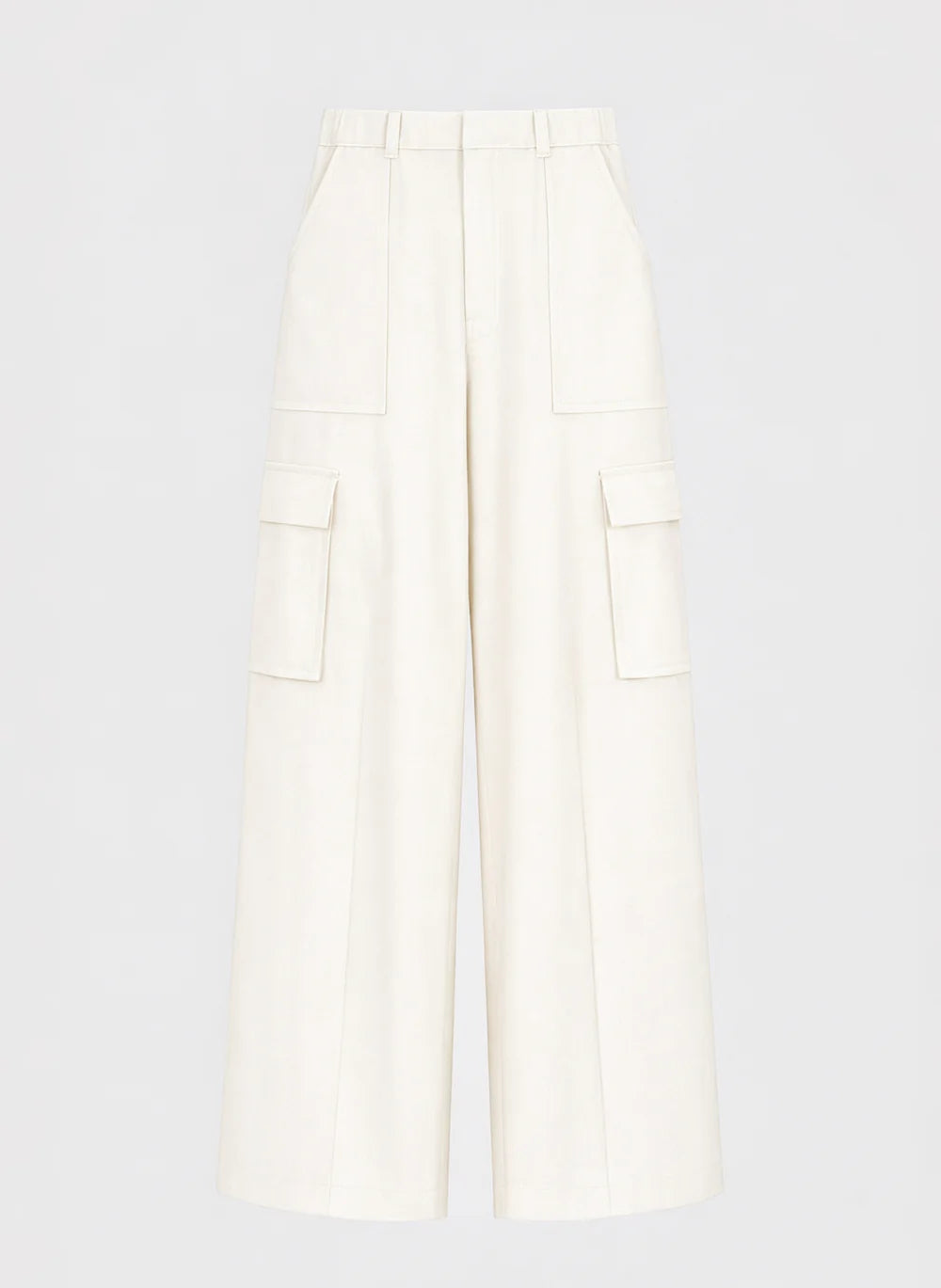 Ecru Cargo Trousers with Flap Pockets by An'ge