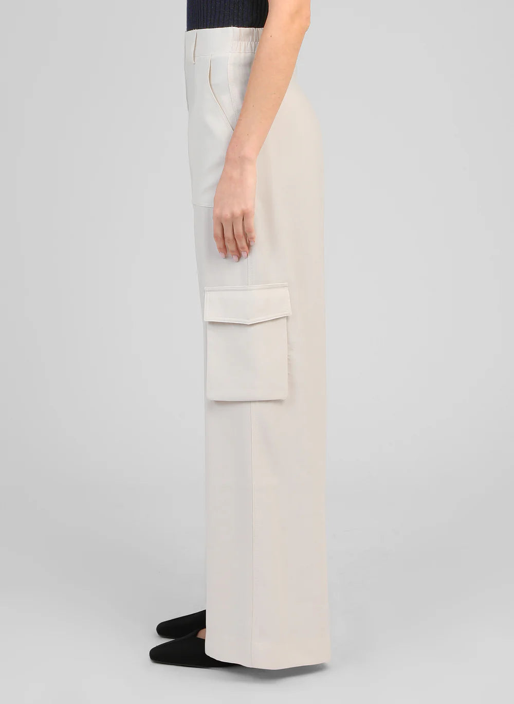 Ecru Cargo Trousers with Flap Pockets by An'ge