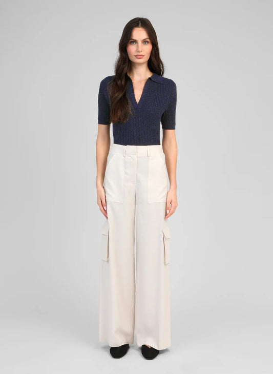 Ecru Cargo Trousers with Flap Pockets by An'ge