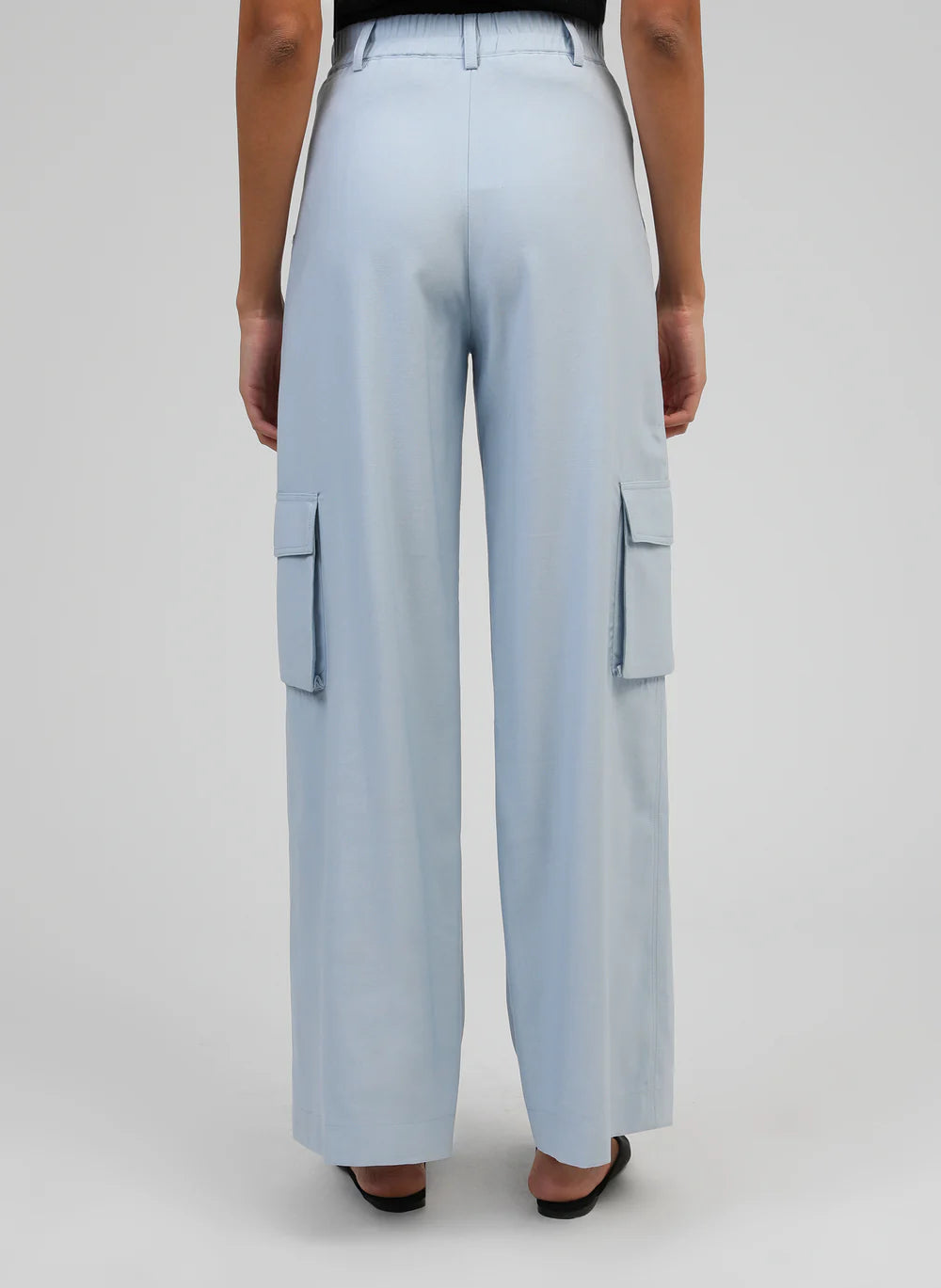 Sky Blue Cargo Trousers with Flap Pockets by An'ge