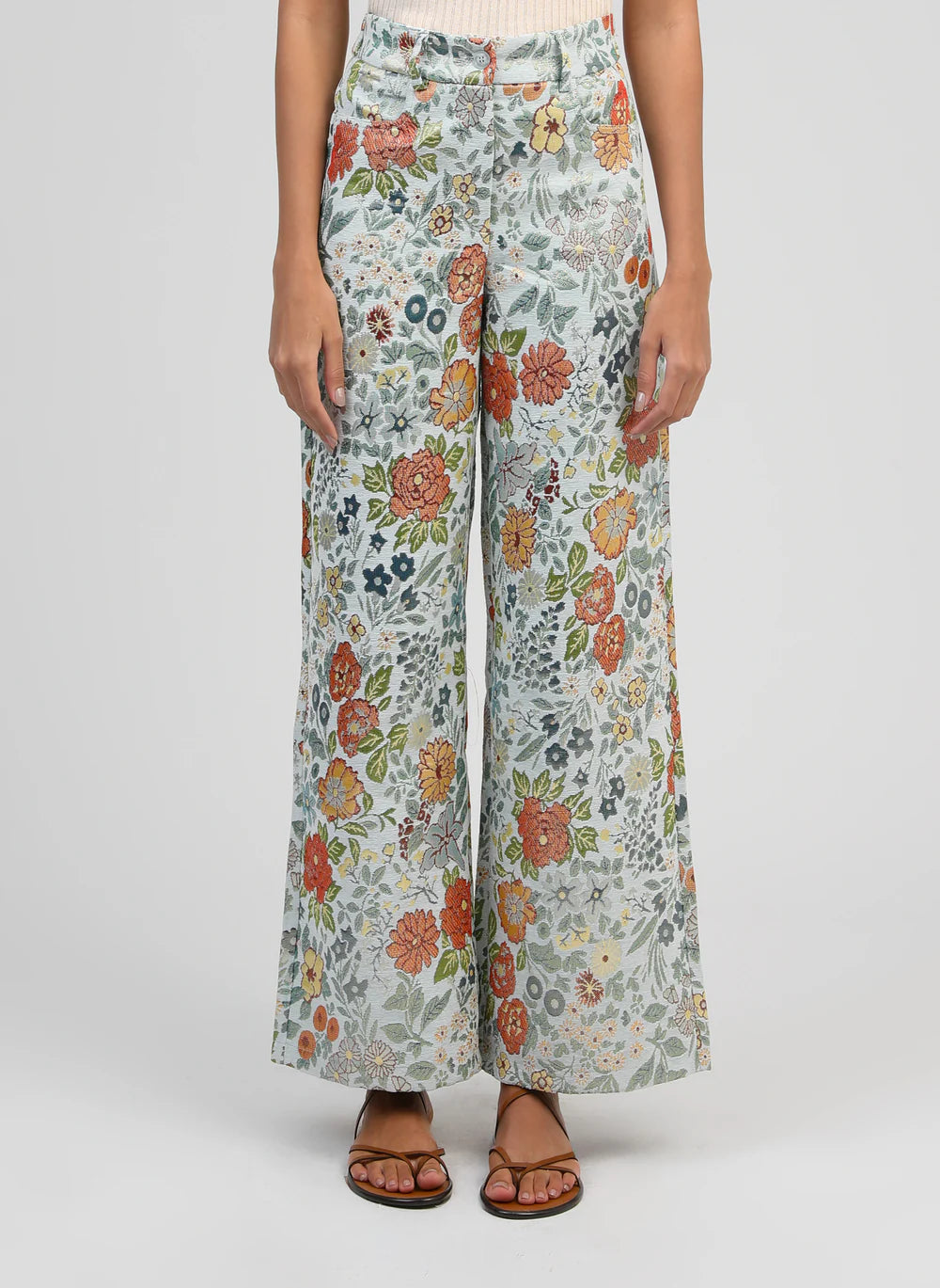 Sage Floral Design Trousers — An'ge