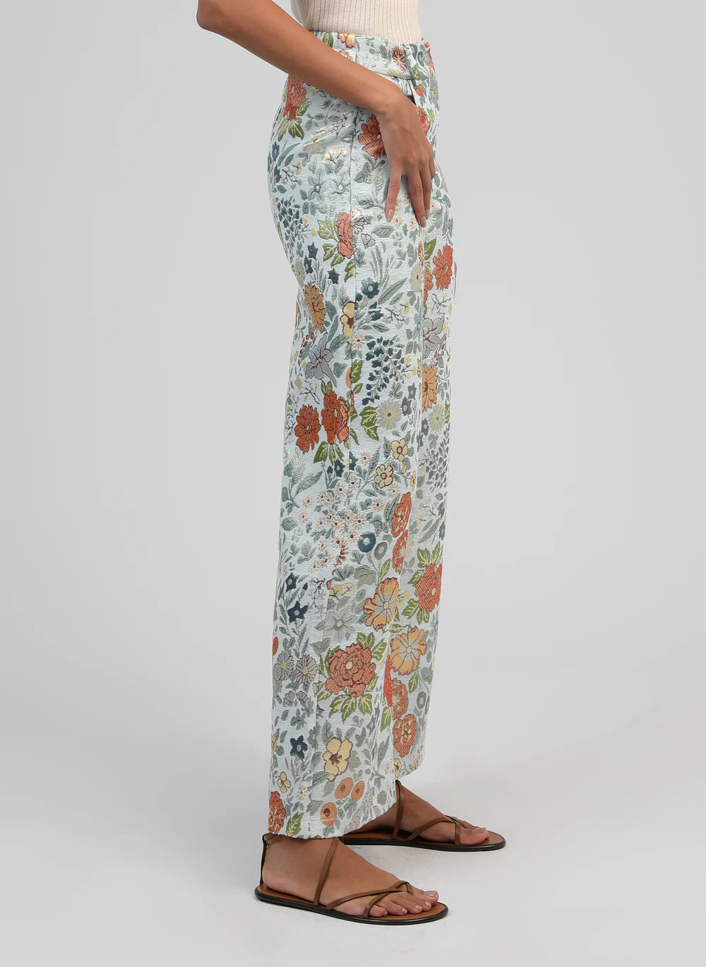 Sage Floral Design Trousers — An'ge