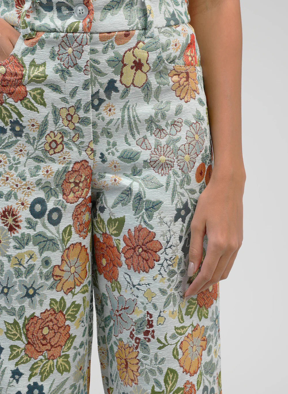 Sage Floral Design Trousers — An'ge