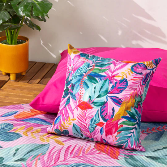 Psychedelic Jungle Outdoor Cushion-Hot Pink