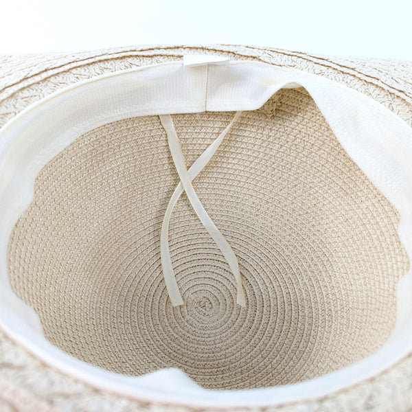 Folding Wide-Brim Travel Sun Hat – Pink | Beaded Band Paper Straw Hat