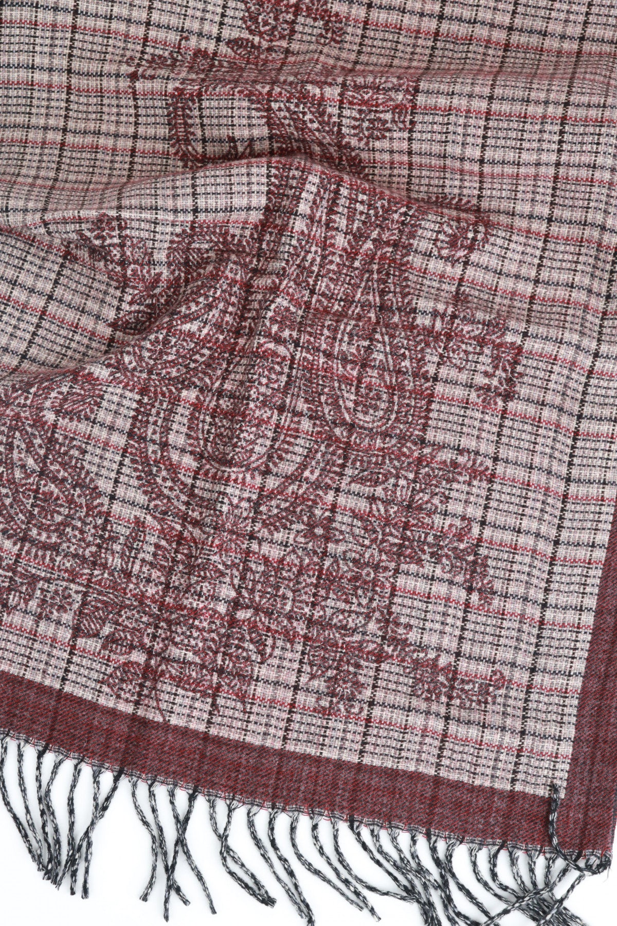 Patterned Stole with Fringed Edge