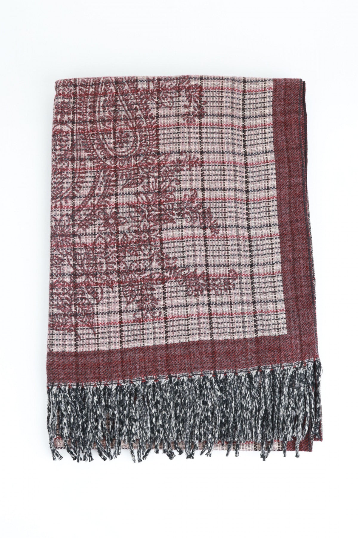 Patterned Stole with Fringed Edge 
