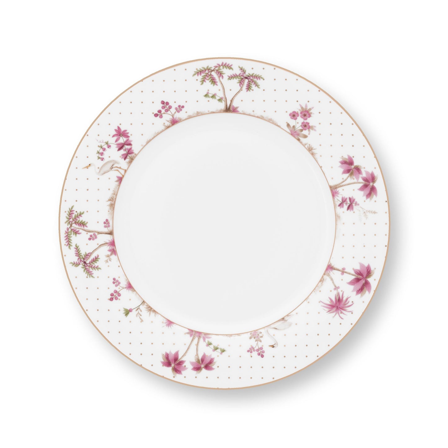 Plate Jolie Dots Gold Pink – 26.5cm | Elegant Porcelain Tableware