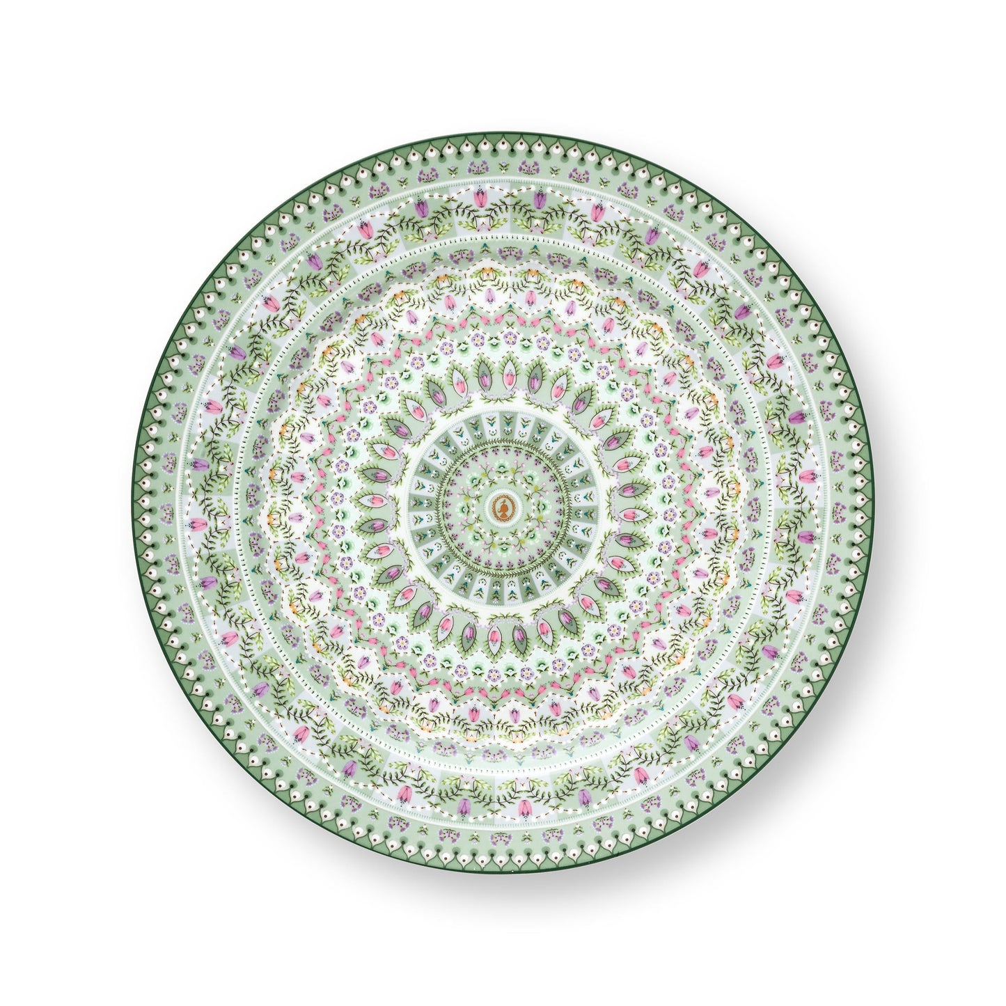 Plate Lily & Lotus Moon Delight Light Green – 32cm | Elegant Porcelain Tableware