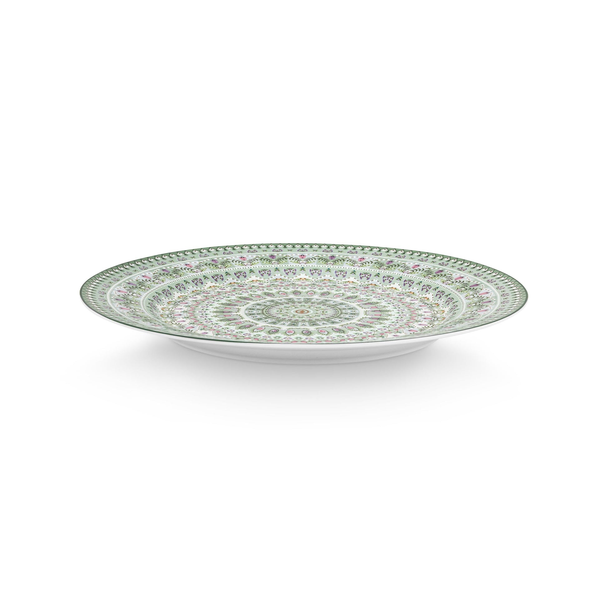 Plate Lily & Lotus Moon Delight Light Green – 32cm | Elegant Porcelain Tableware