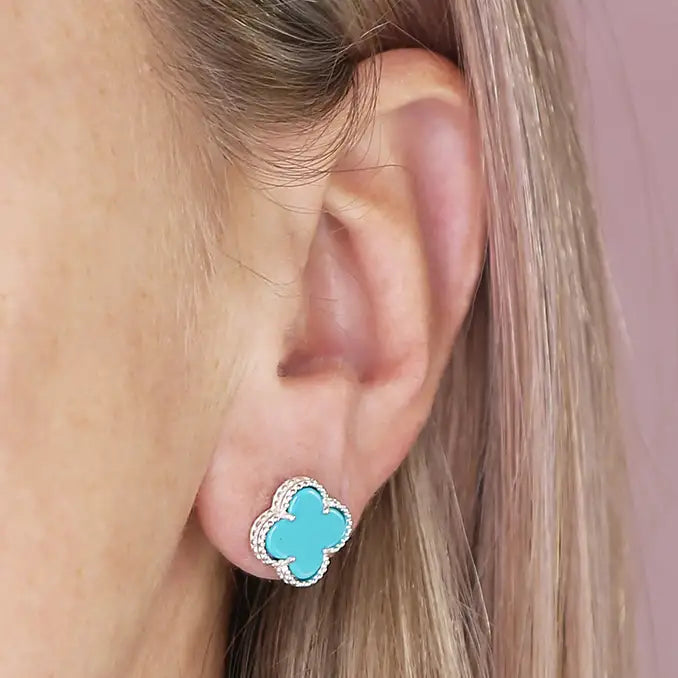 Classic Quatrefoil Turquoise Earrings
