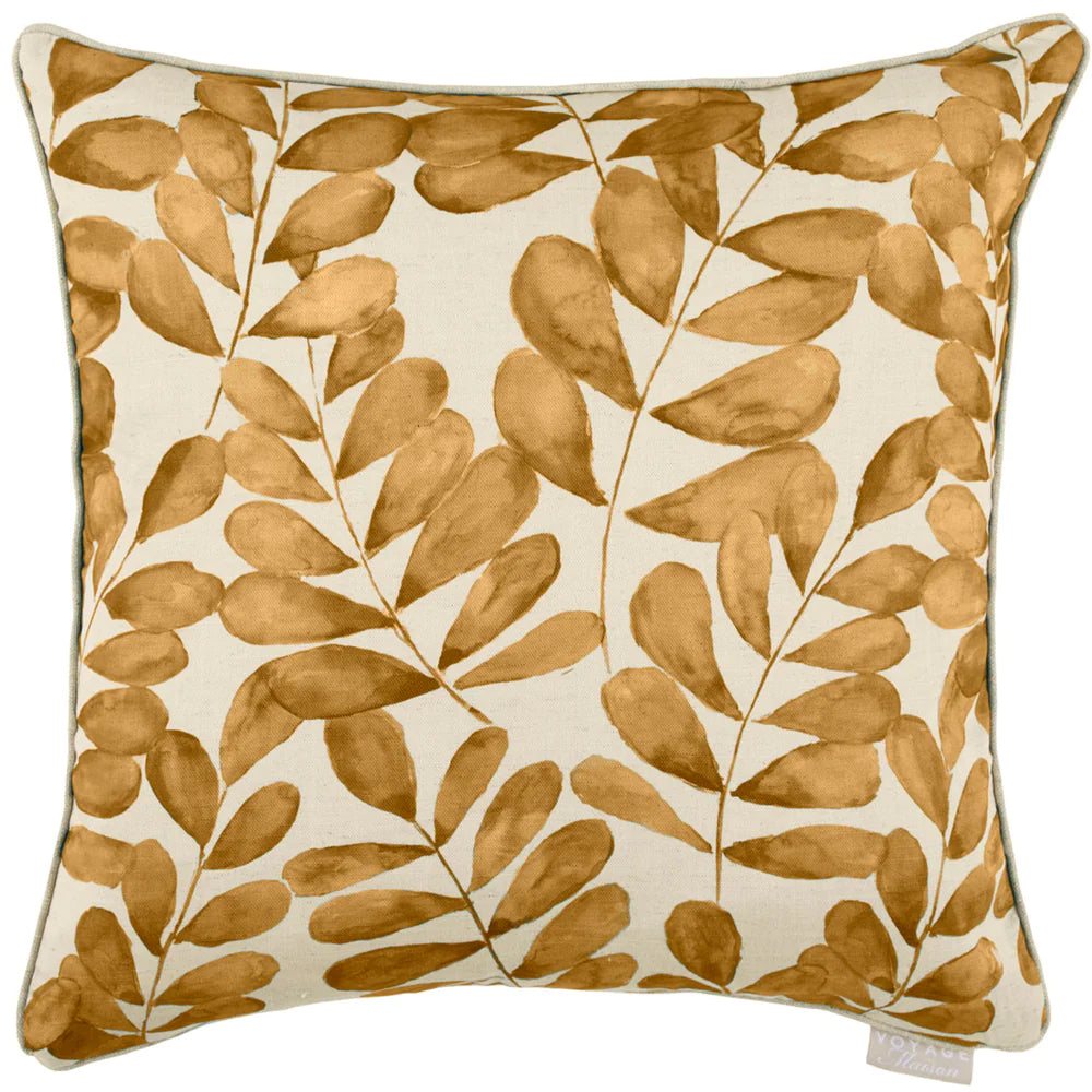Rowan Printed Feather Cushion Gold