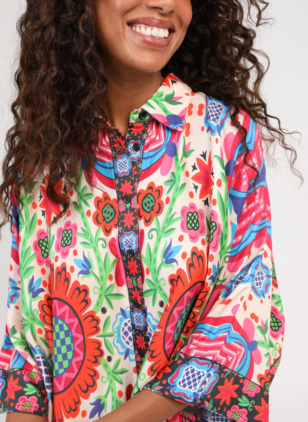 Sarlena Satin-Effect Printed Shirt – Multicolour | Women's Luxury Modal Top
