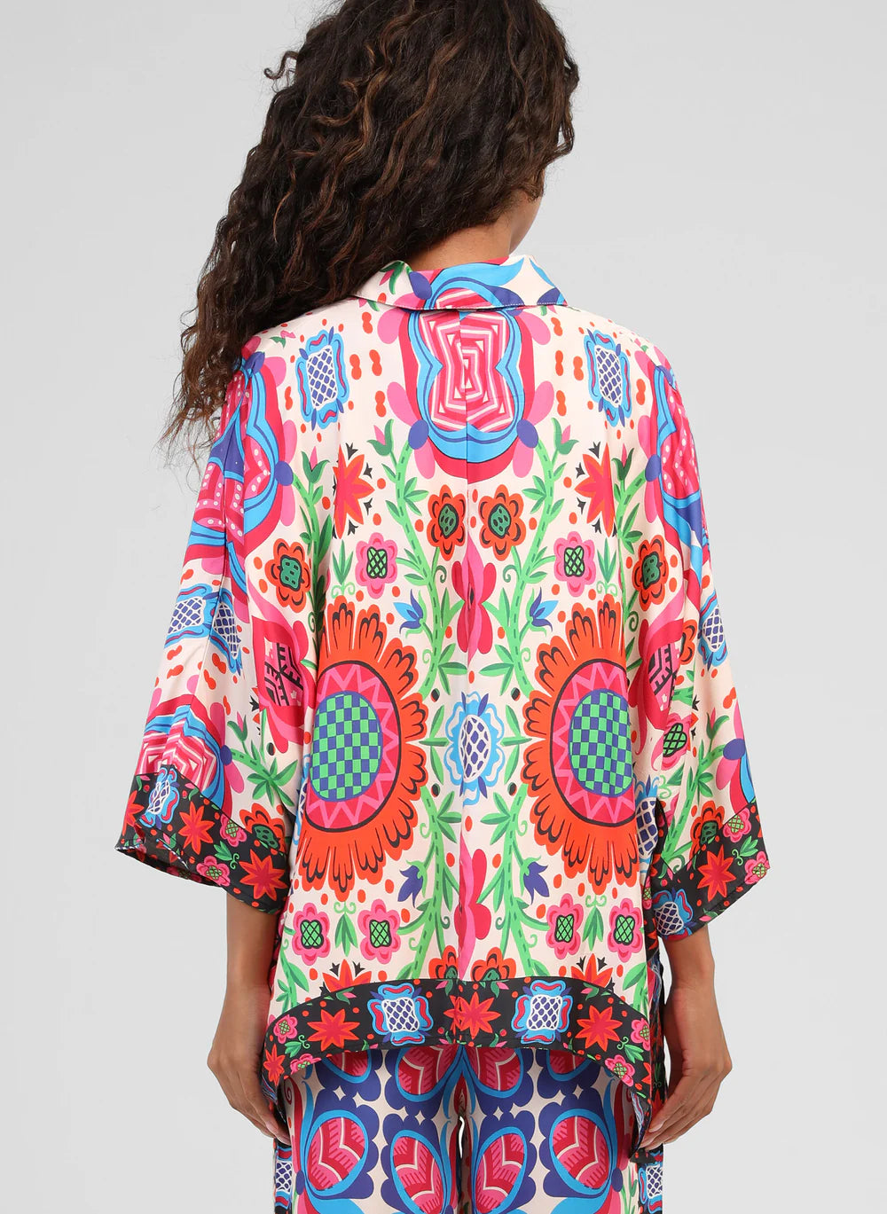 Sarlena Satin-Effect Printed Shirt – Multicolour | Women's Luxury Modal Top