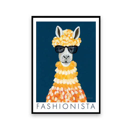 Fashionista Alpaca – A4 Framed Print in Black