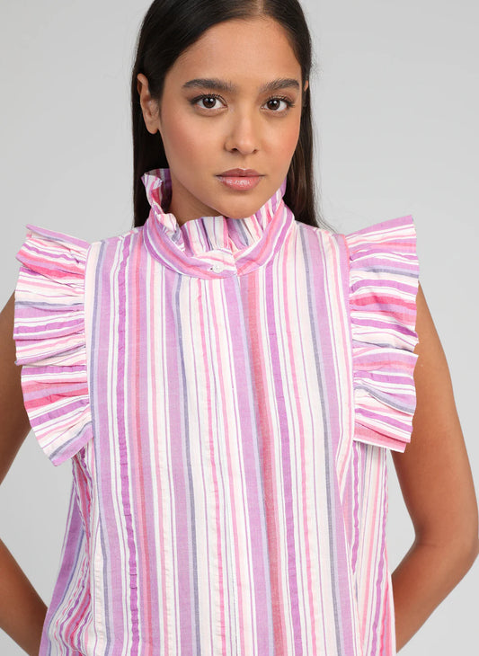 Sélise Striped Cotton Frill Shirt — An'ge
