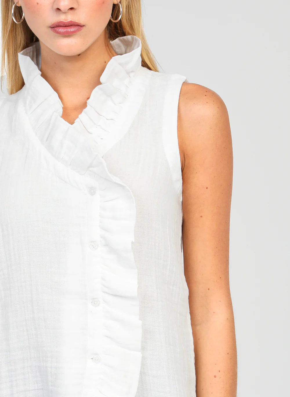 Ruffle Top in White by An’ge