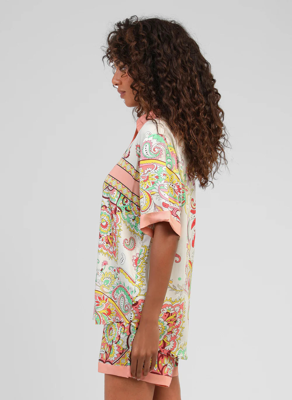 Silvana Satin-Effect Printed Shirt – Pink Jelame | Women's Luxury Modal Top