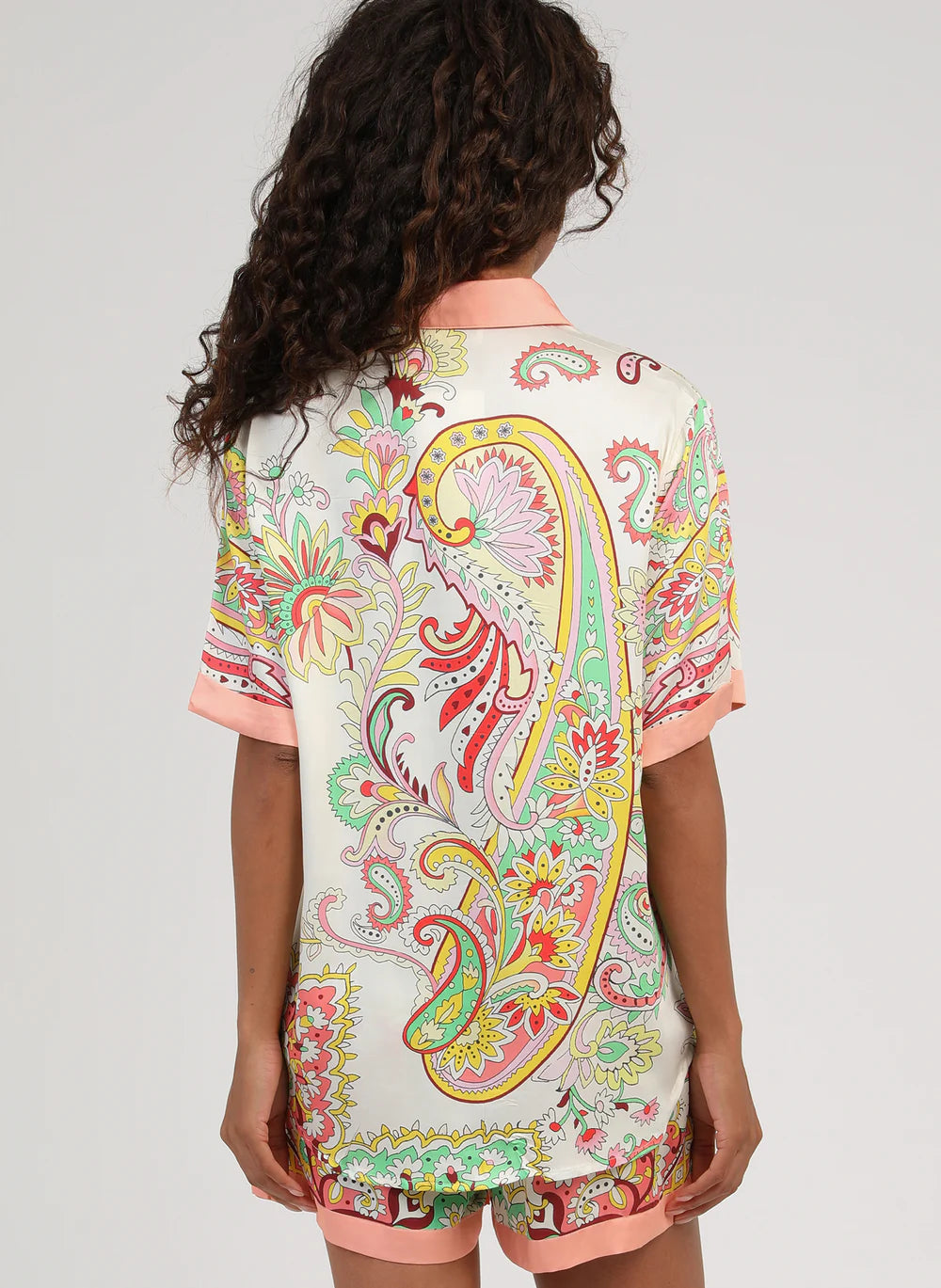 Silvana Satin-Effect Printed Shirt – Pink Jelame | Women's Luxury Modal Top